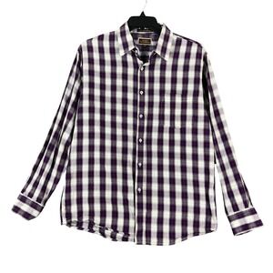 James Tattersall Shirt Mens XL Purple Plaid‎ Business Casual Office Smart Classy